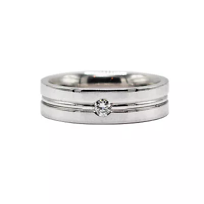 18K White Gold Band Ring .10ct 13g • $977.50