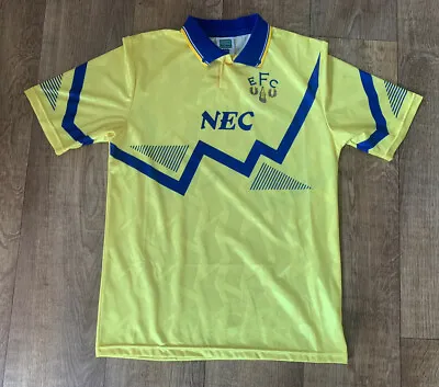 Everton 1990 Score Draw Away Football Shirt Mens Size Medium Top Jersey Yellow • £24.99