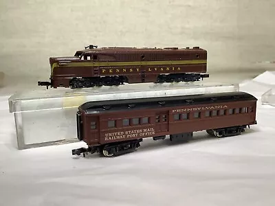 N Scale PRR Pennsylvania Diesel Locomotive + 1 Car -Plastic Bottom • $50