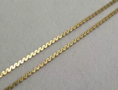 Vintage 14k Solid Yellow Gold Necklace Heringbone Italy 16 1/4'' 1.4mm • $365.87