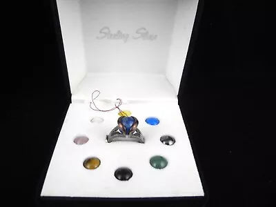 Sterling Silver Interchangeable RING Sz 7 W/9 Multi Color Ball Marble Stones • $29.95