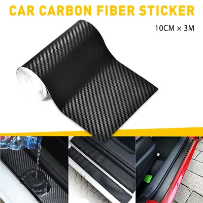 10cm*3m Car Door Carbon Anti Scratch Strip Fiber Sticker Protector Scuff Cover • $27.02