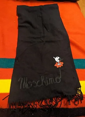 MOSCHINO CHEAP AND CHIC WOOL SCARF SIGNATURE OLIVE OYL Black  • $49.88