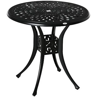 Outsunny 78cm Round Garden Dining Table Only With Parasol Hole Cast Aluminium • £96.99