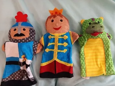 3 Melissa & Doug  Hand Puppets Prince Knight And  Palace Pet Dragon • $15