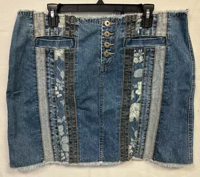 Venezia Jeans - Women's Cutoff Floral Blue Jean Skirt - Women's Size 16 • $10