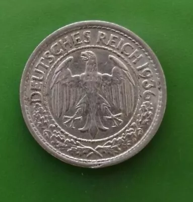 1936 A Germany 50 Pfennigs Coin #2877c • £14