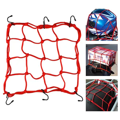 Cargo Net Motorcycle Helmet Mesh Luggage Tie Down Adjustable Red Bungee Cord • $7.99