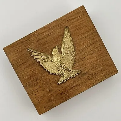 Vintage Wooden Matchbook Match Box Holder Brass Eagle WWII Military Soldier • $39.95