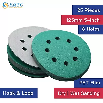 125mm Sanding Discs Hook & Loop Pads Wet And Dry Orbital Sandpaper Grit 400-2000 • £4.49