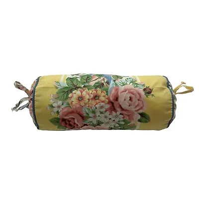 Croscill Princess Yellow Cylinder Throw Pillow Floral Vintage Classic Cottage • $32