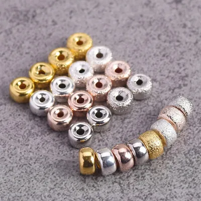 4/5/6/8/10mm Rondelle Gold/Silver Hollow Matte Brass Metal Loose Spacer Beads • $2.98
