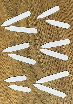 12 Pcs Mixed Collar Stiffeners 5cm 6cm 7cm Men Shirt Bones Stays Plastic White • £2.95