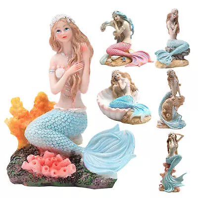 Mermaid Fish Tank Decor Resin Statue Figurines Miniature 6 Styles DIY Aquarium  • $19.99