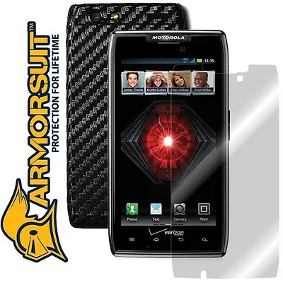 ArmorSuit Motorola Droid Razr Maxx Screen Protector + Black Carbon Skin USA • $18.45
