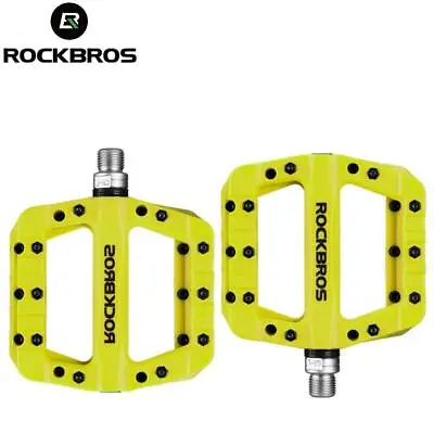 ROCKBROS MTB Road Bike Nylon Pedals Lightweight Wide DU Bearing Bike Pedals 9/16 • $26.88