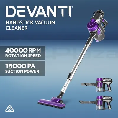 Devanti Handheld Vacuum Cleaner Stick Handstick Vac Bagless Corded 450W Purple • $68.95