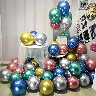 $11.95 • Buy 50 Pack Metallic Balloons Chrome Shiny Latex  12  For Wedding Party Decorations 