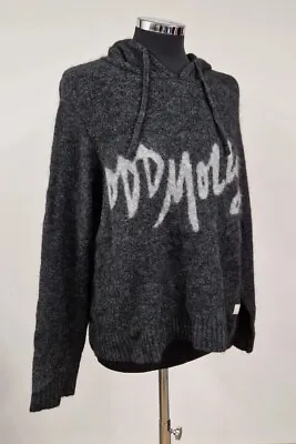 Odd Molly Hooded Jumper 1 UK 8/10 Logo Alpaca Wool Embroidered Spell Out Grey • £41.95