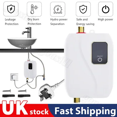 Mini Instant Electric Tankless Hot Water Heater Kitchen Bathroom Sink Tap Under • £40.98