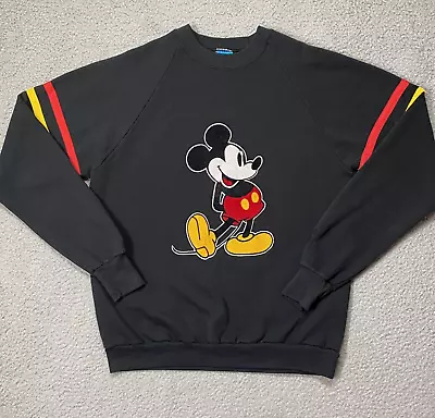 Vtg Disney Character Fashion BLK Sweatshirt XL Mickey Mouse Crewneck Sweater USA • $32.99