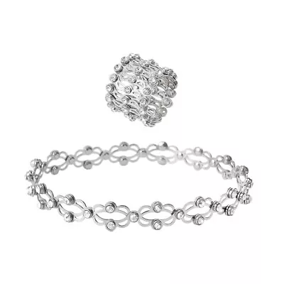 Magic 2-in-1 Rhinestone Ring Bracelet Adjustable Charm Women Men Jewellery Gift • £4.99