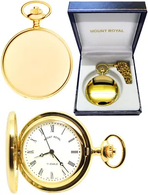 Mount Royal Hunter Pocket Watch 17 Jewel Gold-Plated Free Engraving B23mr • $101.94