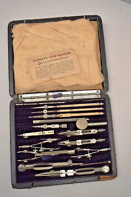 Vintage Stanley Draftsman Set Mathematical Instruments Drawing Drafting Tools  1 • £239