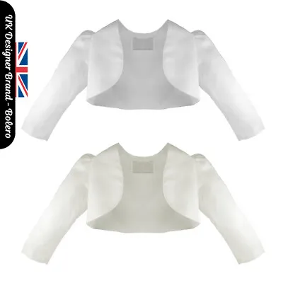 Girls Holy Communion Satin Bolero For Dresses Bridesmaid Flower Girl Faux Fur • £17.09