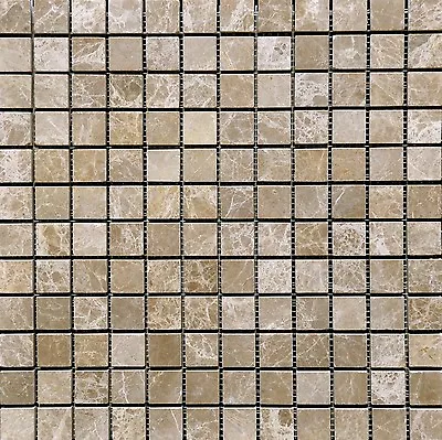 1x1 Emperador Light Marble Tumbled Mosaic Tile Backsplash Floor Wall Kitchen • $13.99
