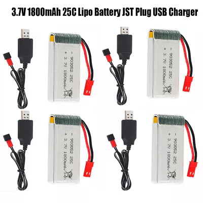 $19.74 • Buy 3.7V 1800mAh 25C Lipo Battery JST Plug USB Charger For Quadcopter RC Drone NEW