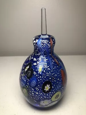 Cobalt Blue With Millefiori Art Glass Perfume Bottle With Stopper • $40