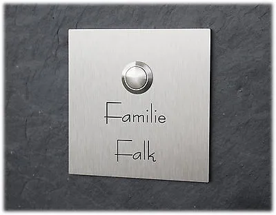 Designer Bell Doorbell Bell Plate Stainless Steel V2A 100mmx100mm + Engraving Qo1 • £33.03