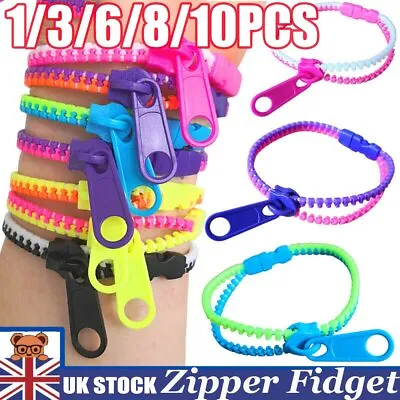 £5.45 • Buy Sensory Zipper Fidget Bracelet Zip Stim Toys Stress Anxiety Relief Autism ADHD