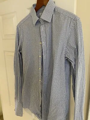 £11.99 • Buy Charles Tyrwhitt Extra Slim Fit Blue Check Double Cuff Shirt 15.5 / 36