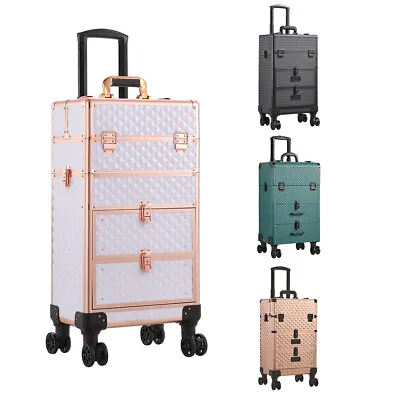 Rolling Cosmetic Case Makeup Train Case Trolley Beauty Storage Drawers Lockable • £82.95