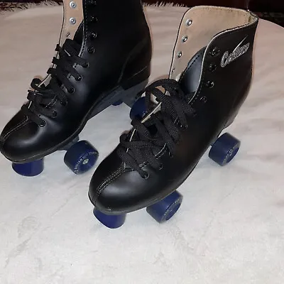 VINTAGE Roller Derby Boardwalk Cruiser Black High Top Roller Skates Size 8 9 • $70.45