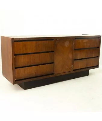 Lane Mid Century Walnut Plinth Based Lowboy Dresser • $1647