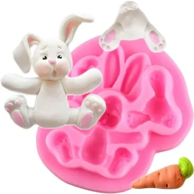 £10.34 • Buy Funny Rabbit Silicone Mold Easter Bunny Decoration Mould Baking Chocolate Cake 