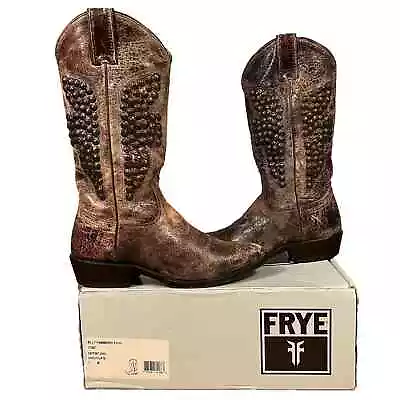 Frye Boots (7) Billy Hammered Stud Chocolate 77587 Western Cowboy • $115