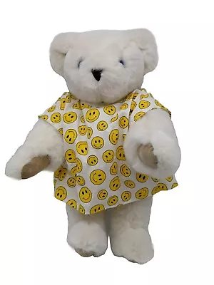 Vermont Teddy Bear 15” Jointed Smiley Face Hospital Gown Get Well Plush USA Whit • $22.88