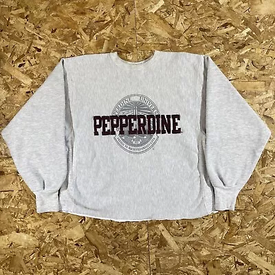 Vintage 90s Champion Reverse Weave Pepperdine Chopped Sweatshirt Size XL • $16