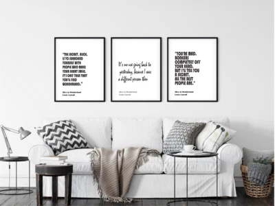 £9.99 • Buy Set Of 3 Alice In Wonderland Prints Classic Quotes Art Poster Text Picture Wall 