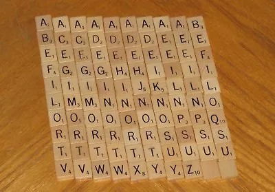 Vintage Scrabble Original Game Parts - 100 Wood Letter Tile Set - Jewelry Crafts • $12.94