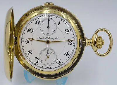 SOLID 18K GOLD HUMBERT RAMUZ & Co MINUTE REPEATER CHRONOGRAPH POCKET WATCH • $10599