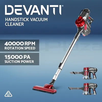 Devanti Handheld Vacuum Cleaner Stick Handstick Vac Bagless Corded 450W Red • $58.95