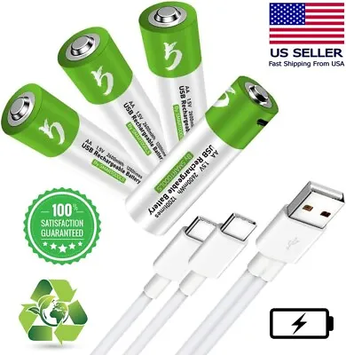 4PC USB AA 1.5V Lithium Ion Rechargeable Li-ion Battery Fast Charge Type C Cable • $17.99