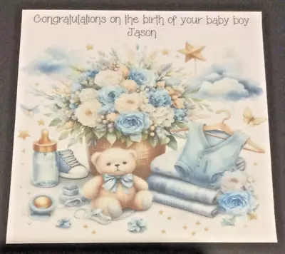 Personalised Handmade New Baby Boy Card • £1.90