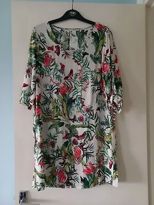 H&M Short Dress BNWT Butterfly Flower Print Size 10 Will Fit Size 12 • £7.99