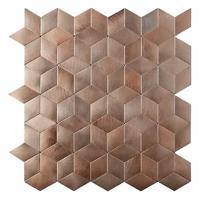 $14.99 • Buy Classic Peel And Stick 3D Square Rose Copper Matte Metal Mosaic Tile MTO0760